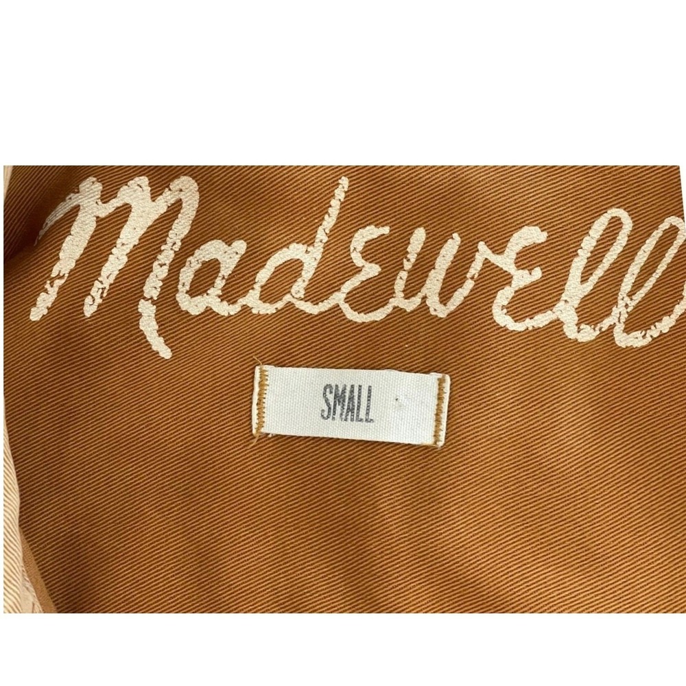 Madewell Small Camel Garment Dyed Cotton Utility Button Shirt High Low Hem - Picture 2 of 8